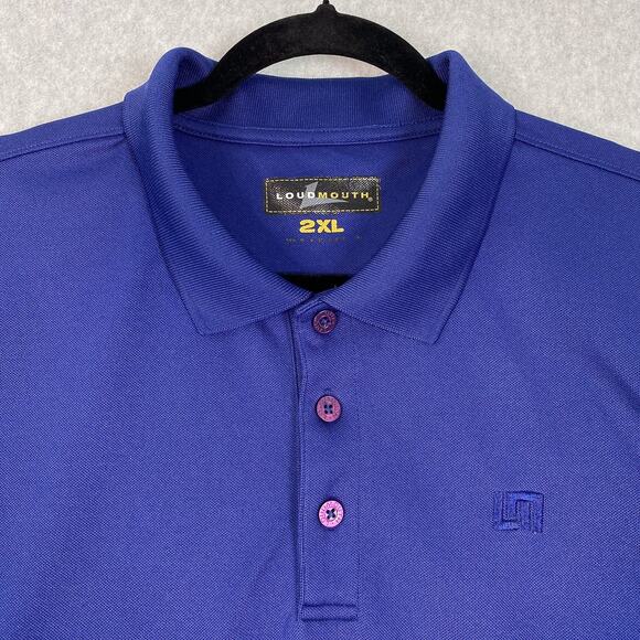Loudmouth Golf Shirt Mens XXL Blue Polo 2XL Embroidered Spell Out - Picture 3 of 7